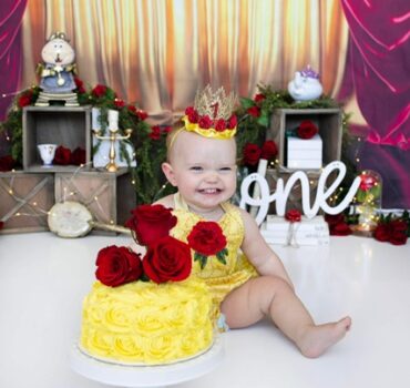 one year old baby with cake