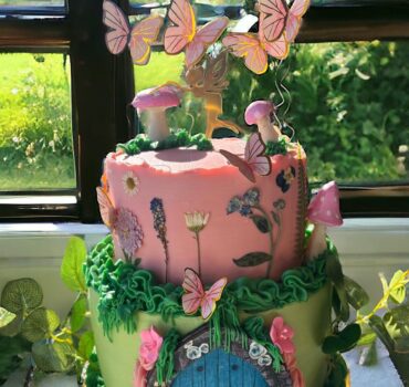 mushroom and butterfly cake